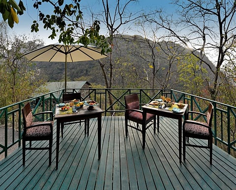 Have a meal or read a book while surrounded by the tree canopies and hills